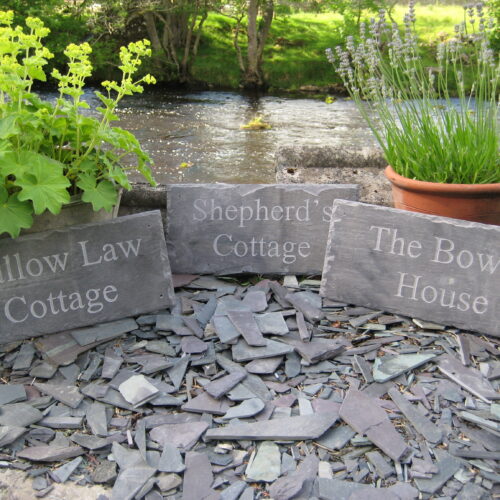 Hand engraved house names, memorials …… on reclaimed British slate.